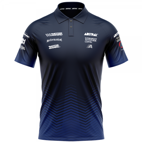 ABSTRAX® x MOTORMANIAC LIMITED EDITION POLO SHIRT (GOJIRA NAVY-BLUE)