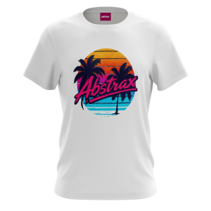 A80T-1 ABSTRAX® RETRO 80s SERIES (MIAMI) WHITE T-SHIRT