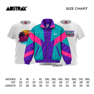RETRO SIZE CHART ABSTRAX® RETRO 80s SERIES (MIAMI) WHITE T-SHIRT
