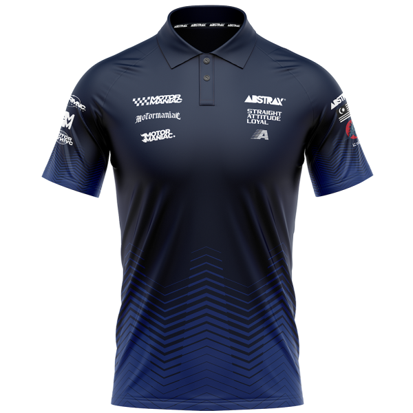 ABSTRAX® x MOTORMANIAC LIMITED EDITION POLO SHIRT (GOJIRA NAVY-BLUE)
