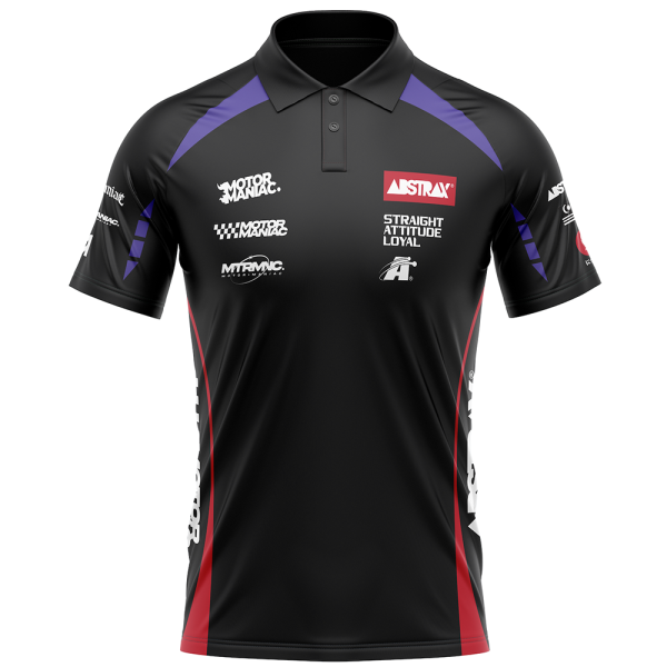 ABSTRAX® x MOTORMANIAC LIMITED EDITION POLO SHIRT (BLACK-RACE)