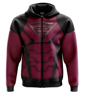 ABSTRAX® x KELUANG MAN "COMIC SUIT" POLY-LYCRA ZIPPER HOODIE (BLACK)