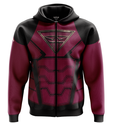 ABSTRAX® x KELUANG MAN "COMIC SUIT" POLY-LYCRA ZIPPER HOODIE (BLACK)