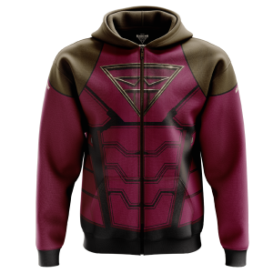 ABSTRAX® x KELUANG MAN "COMIC SUIT" POLY-LYCRA ZIPPER HOODIE (BROWN) READY-STOCK