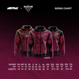 ABSTRAX® x KELUANG MAN "COMIC SUIT" POLY-LYCRA ZIPPER HOODIE (BLACK) READY-STOCK