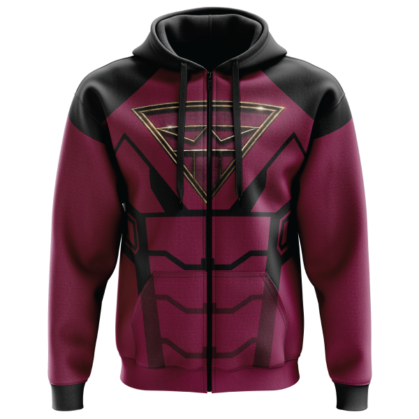 ABSTRAX® x KELUANG MAN "COMIC SUIT" POLY-LYCRA ZIPPER HOODIE (BLACK)