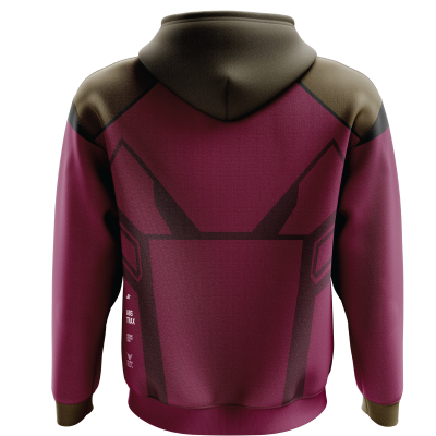 ABSTRAX® x KELUANG MAN "COMIC SUIT" POLY-LYCRA ZIPPER HOODIE (BROWN)