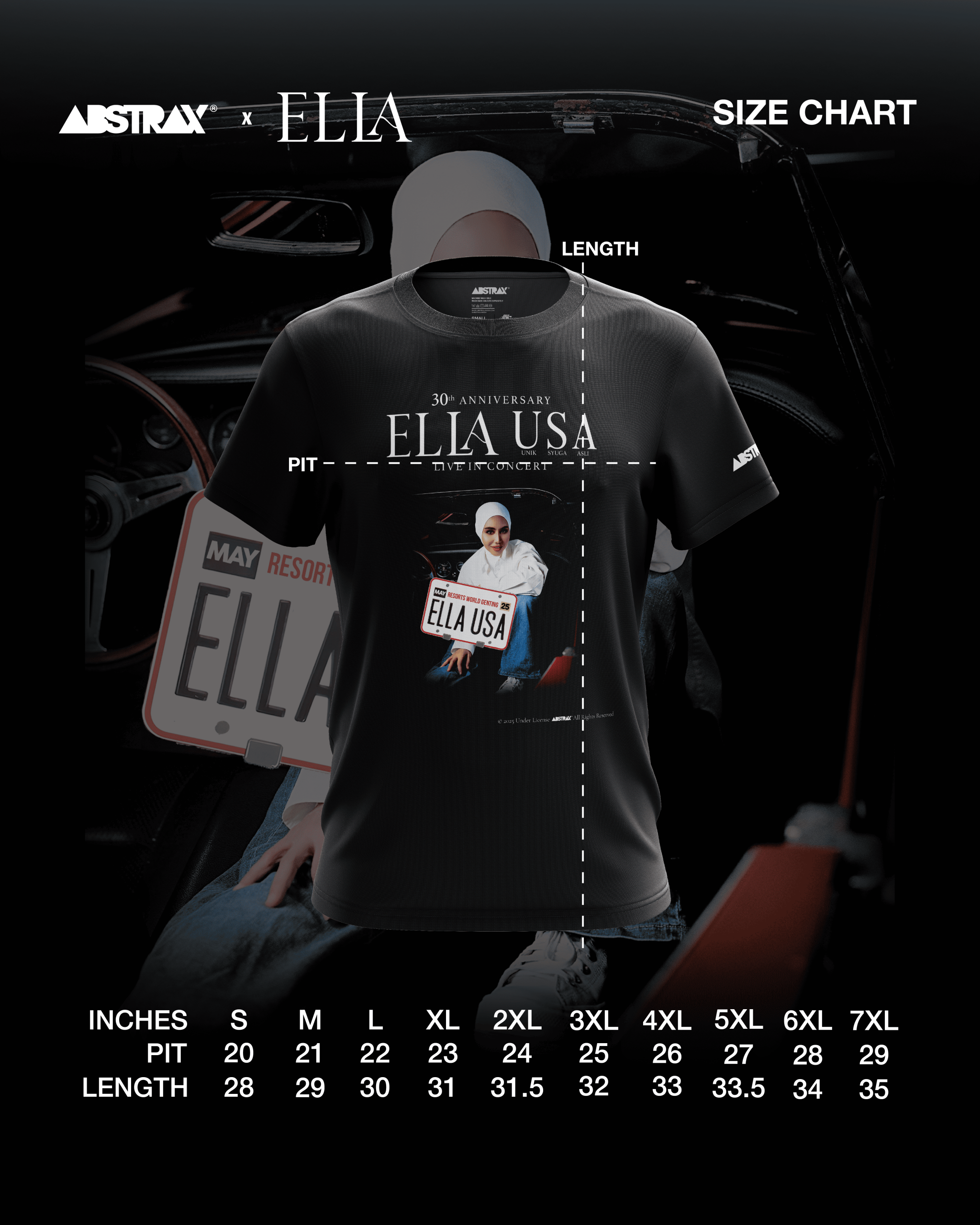 eLLa シャツ ABSTRAX® x ELLA USA 30th ANNIVERSARY LIVE-IN-CONCERT T-SHIRT