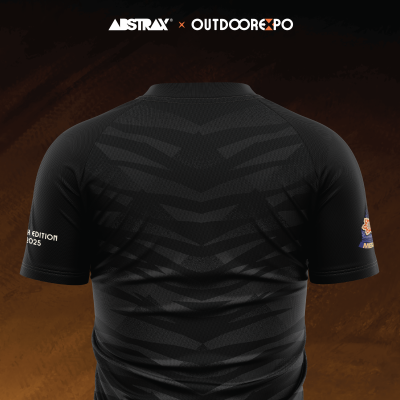 ABSTRAX x PJ INTERNATIONAL OUTDOOR EXPO 2025 BLACK STRIPE JERSEY (SHORT-SLEEVE)