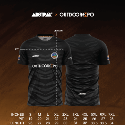 ABSTRAX x PJ INTERNATIONAL OUTDOOR EXPO 2025 BLACK STRIPE JERSEY (SHORT-SLEEVE)